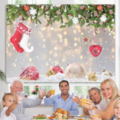 Lofaris Christmas Socks Snowflake Tree Gold Glitter Photo Backdrop