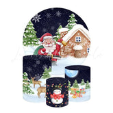 Christmas Themed Round Backdrop and Cylinder Cover Kit for Events