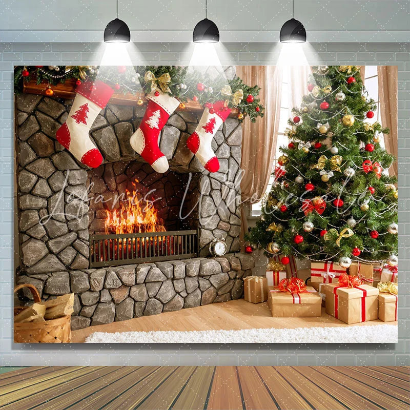 Lofaris Christmas Tree And Socks Theme Backdrops For Party