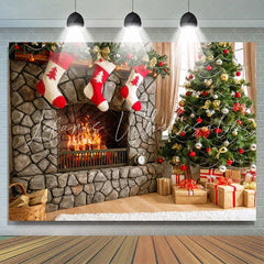 Lofaris Christmas Tree And Socks Theme Backdrops For Party