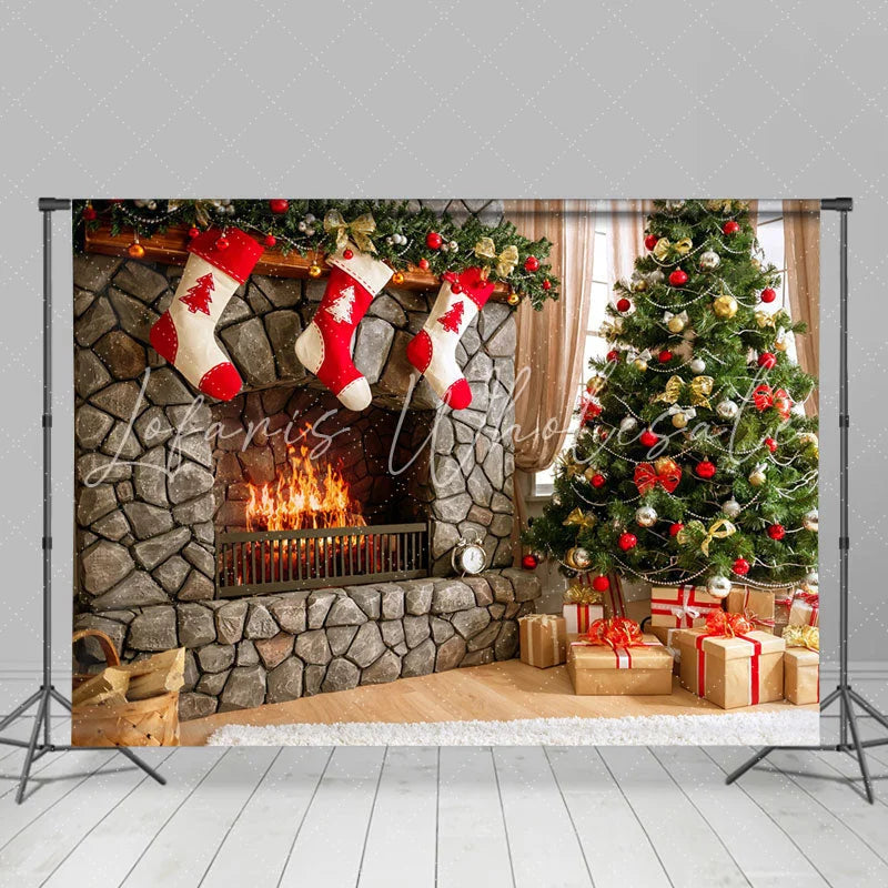 Lofaris Christmas Tree And Socks Theme Backdrops For Party