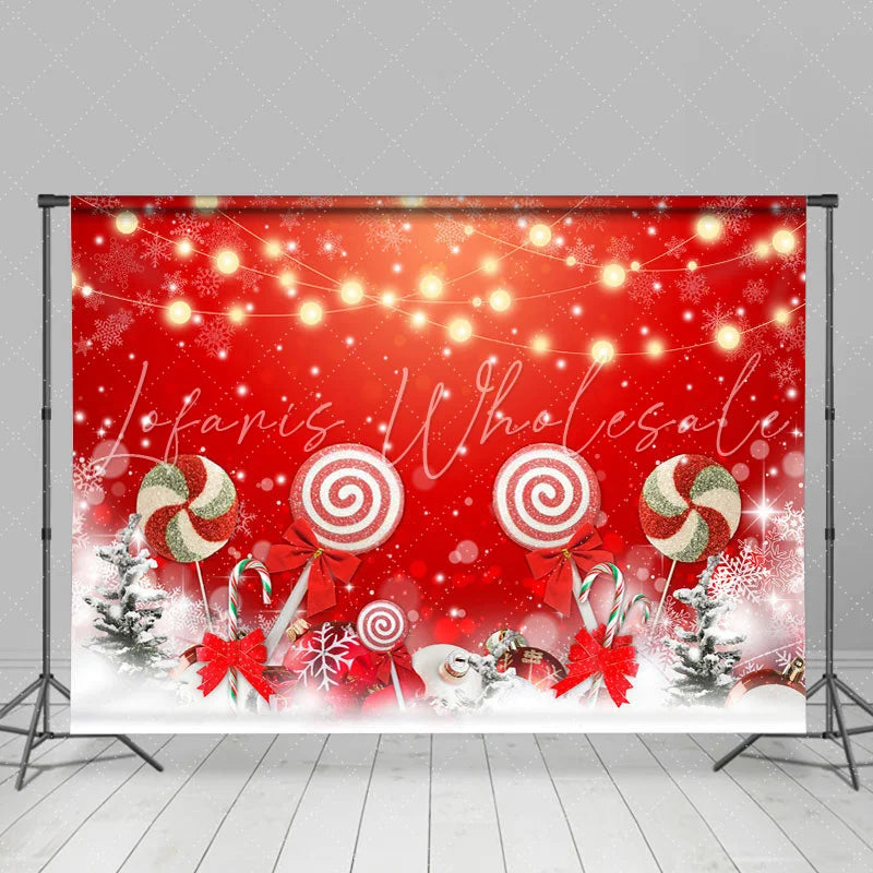 Lofaris Christmas Tree Candy Red Bokeh Backdrop for Party