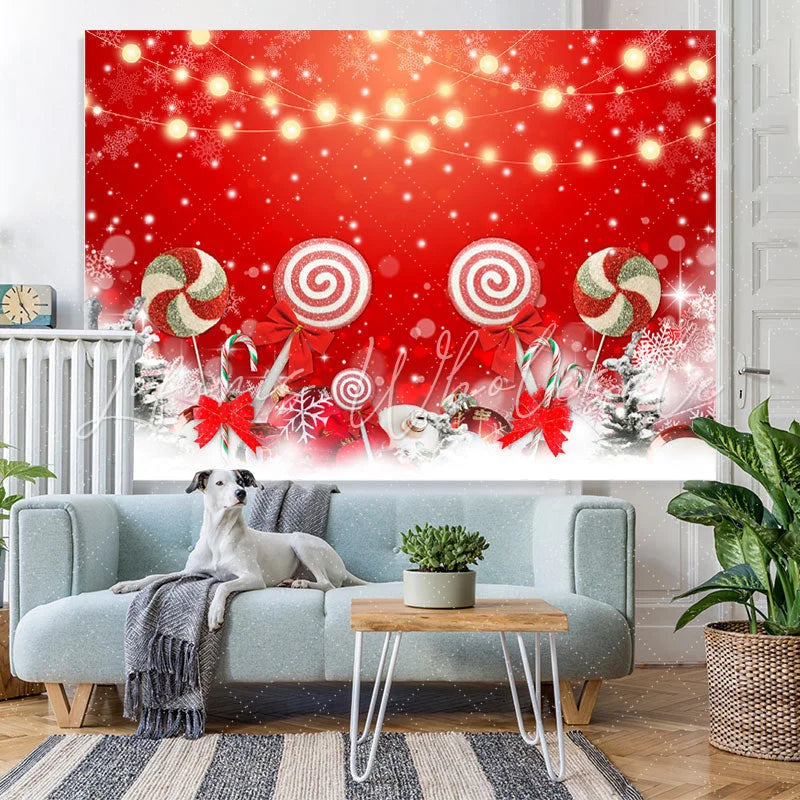 Lofaris Christmas Tree Candy Red Bokeh Backdrop for Party