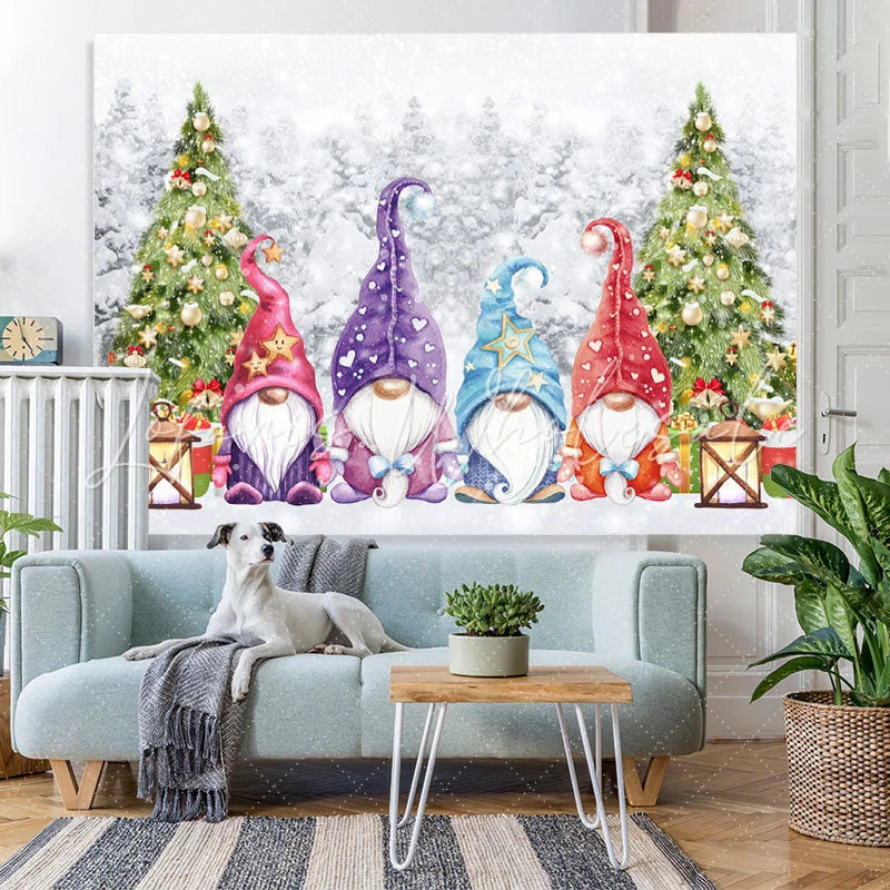 Lofaris Christmas Tree Colored Santa Claus Backdrop