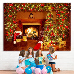 Lofaris Christmas Tree Fireplace Holiday Backdrop