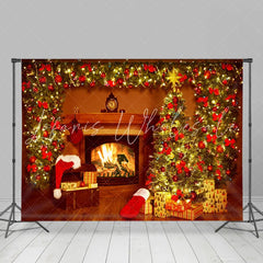 Lofaris Christmas Tree Fireplace Holiday Backdrop