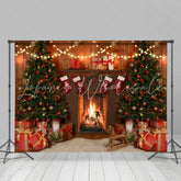 Lofaris Christmas Tree Gifts In Warm Mantel Backdrop For Party