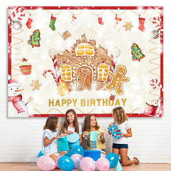 Lofaris Christmas Tree Happy Birthday Snowman Backdrop for Party