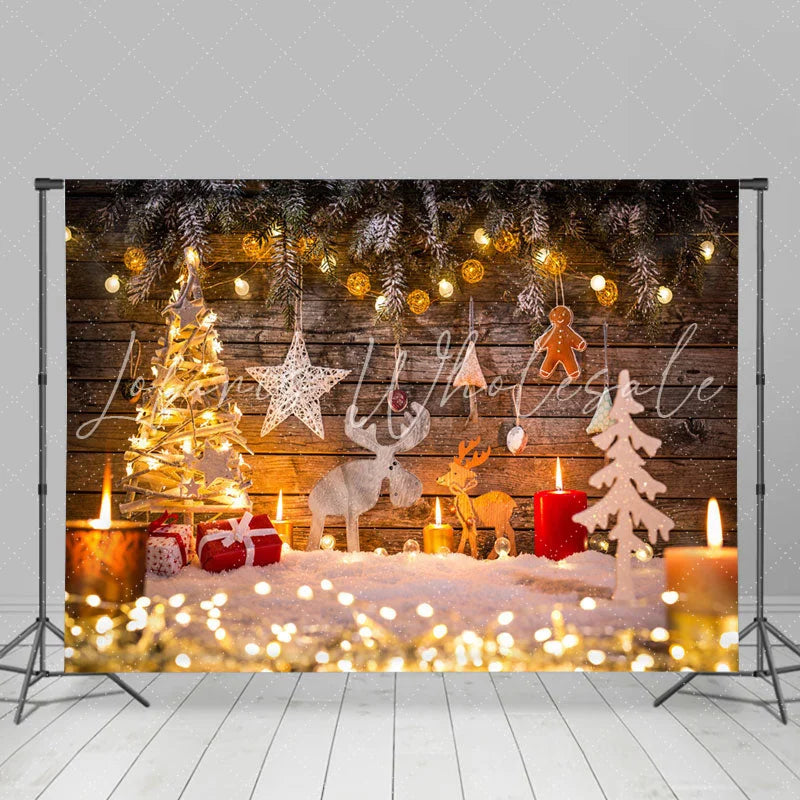 Lofaris Christmas Tree In Light With Deer And Gifts Backdrop For Party