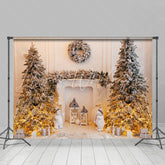 Lofaris Christmas Tree Light Bear White Wall Backdrop for Party