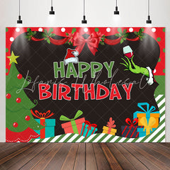 Lofaris Christmas Tree Presents Happy Birthday Backdrop