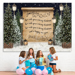 Lofaris Christmas Tree Snow Night Lights Merry Backdrop