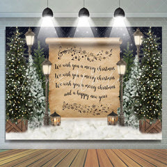Lofaris Christmas Tree Snow Night Lights Merry Backdrop