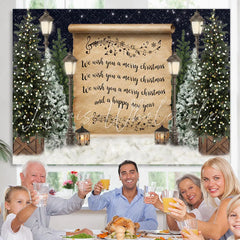 Lofaris Christmas Tree Snow Night Lights Merry Backdrop
