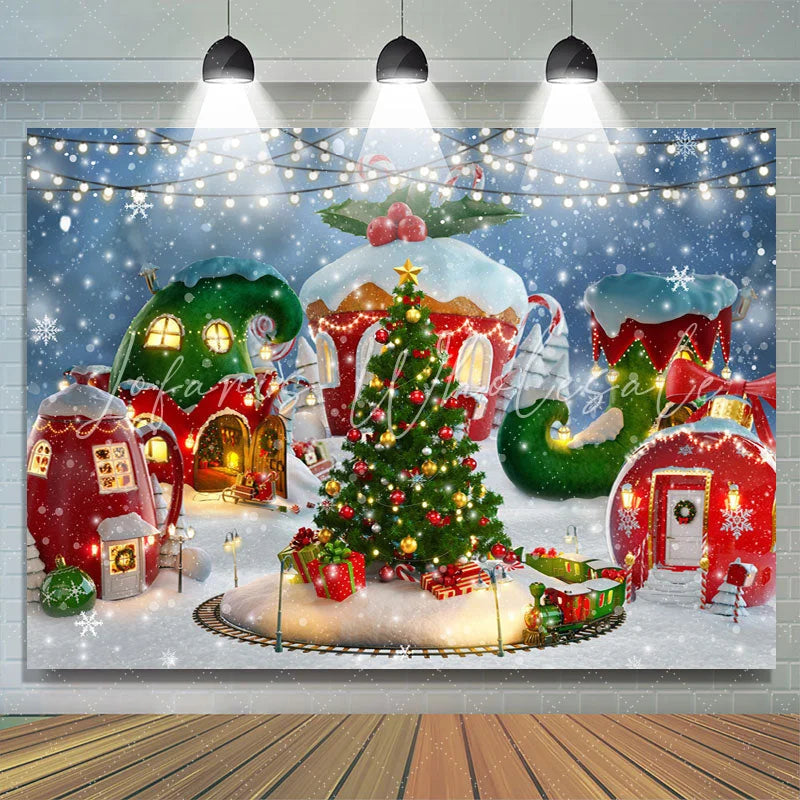 Lofaris Christmas Tree Snowflake Light Photoshoot Backdrop for Party