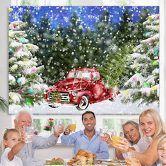Lofaris Christmas Tree Snowflake Red Car Winter Backdrop for Party