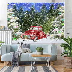 Lofaris Christmas Tree Snowflake Red Car Winter Backdrop for Party