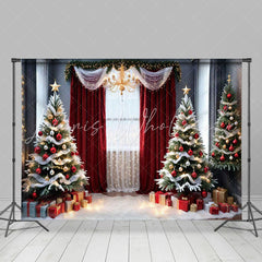 Lofaris Christmas Tree Window Gifts Photoshoot Backdrop