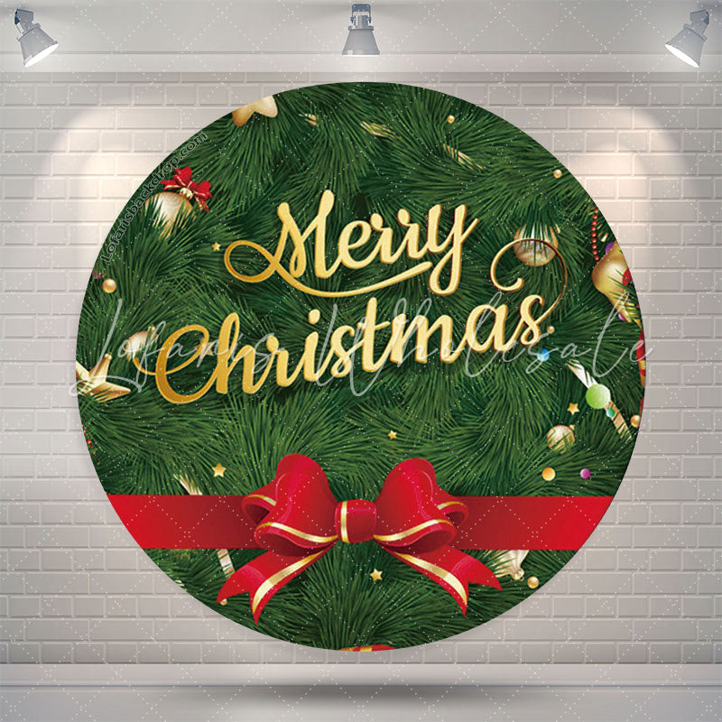 Lofaris Christmas Tree With Bowknot Circle Backdrop Cover