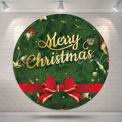 Lofaris Christmas Tree With Bowknot Circle Backdrop Cover