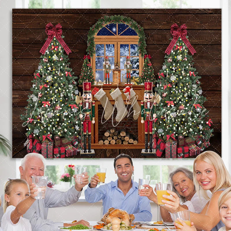 Lofaris Christmas Tree With Snowy Wood Backdrop Decoration