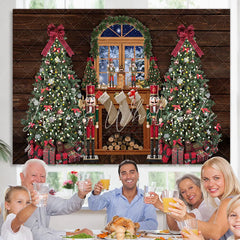 Lofaris Christmas Tree With Snowy Wood Backdrop Decoration