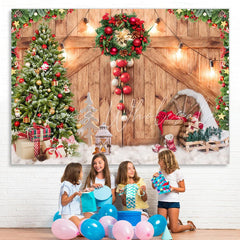 Lofaris Christmas Tree Wooden Door light Backdrop For Winter