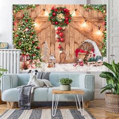 Lofaris Christmas Tree Wooden Door light Backdrop For Winter