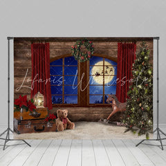 Lofaris Christmas Tree Wreath With Red Curtain Backdrop For Party