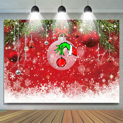Lofaris Christmas Trees And Red Wall Snowflake Winter Backdrop