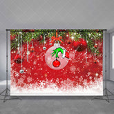 Lofaris Christmas Trees And Red Wall Snowflake Winter Backdrop