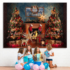 Lofaris Christmas Trees With Shiny Starfish Winter Backdrop