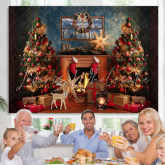 Lofaris Christmas Trees With Shiny Starfish Winter Backdrop