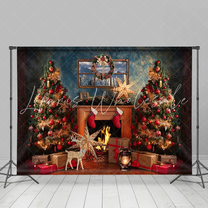 Lofaris Christmas Trees With Shiny Starfish Winter Backdrop