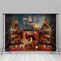 Lofaris Christmas Trees With Shiny Starfish Winter Backdrop