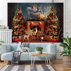 Lofaris Christmas Trees With Shiny Starfish Winter Backdrop