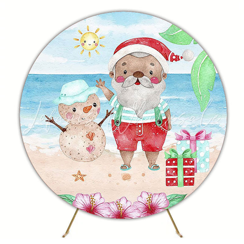 Christmas Tropical Round Backdrop for Tropical Party