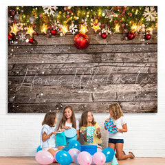 Lofaris Christmas Wood Glitter Snowflake Photo Backdrop for Holiday