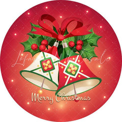 Lofaris Circle A Pair of Bells Red Merry Chrismas Backdrop