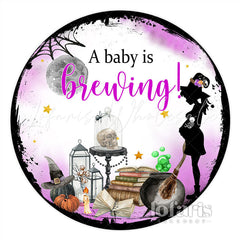 Lofaris Circle Baby Is Brewing Halloween Gender Reveal Backdrop