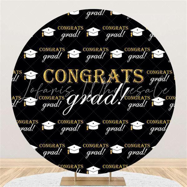 Lofaris Circle Bachelor Cap Congrats Grad Party Backdrop Decoration