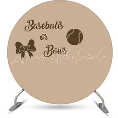 Lofaris Circle Baseball Or Bow Brown Gender Reveal Backdrop