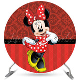 Lofaris Circle Birthday Backdrop With Black Red Cartoon Mouse