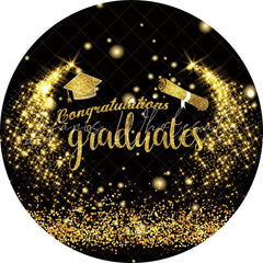Lofaris Circle Black Gold Congratulations Graduation Backdrop