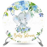 Lofaris Circle Blue Floral And Elephant Baby Shower Backdrop