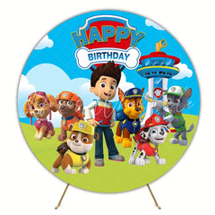 Circle Blue Sky Clouds Paw Patrol Dog Police Officer Birthday Backdrop
