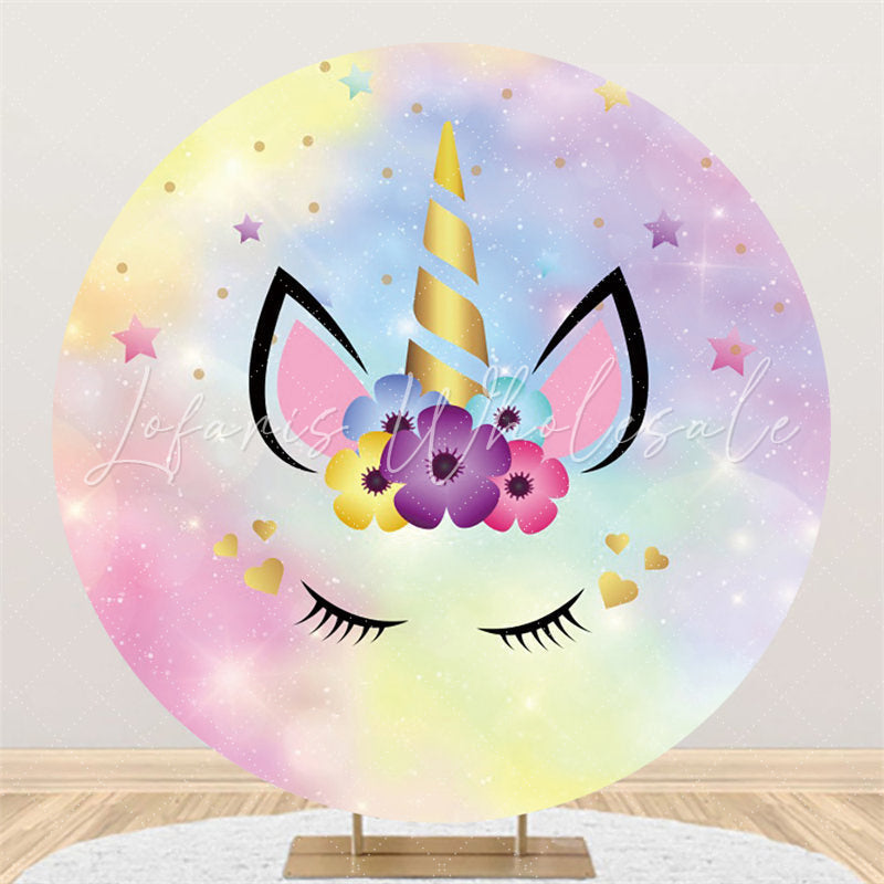 Lofaris Circle Bokeh Dream Sky Unicorn Birthday Backdrop Banner