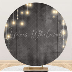 Lofaris Circle Bright Light Round Grey Black Birthday Backdrop