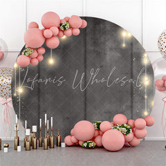 Lofaris Circle Bright Light Round Grey Black Birthday Backdrop
