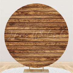 Lofaris Circle Brown Stripe Wooden Happy Birthday Backdrop